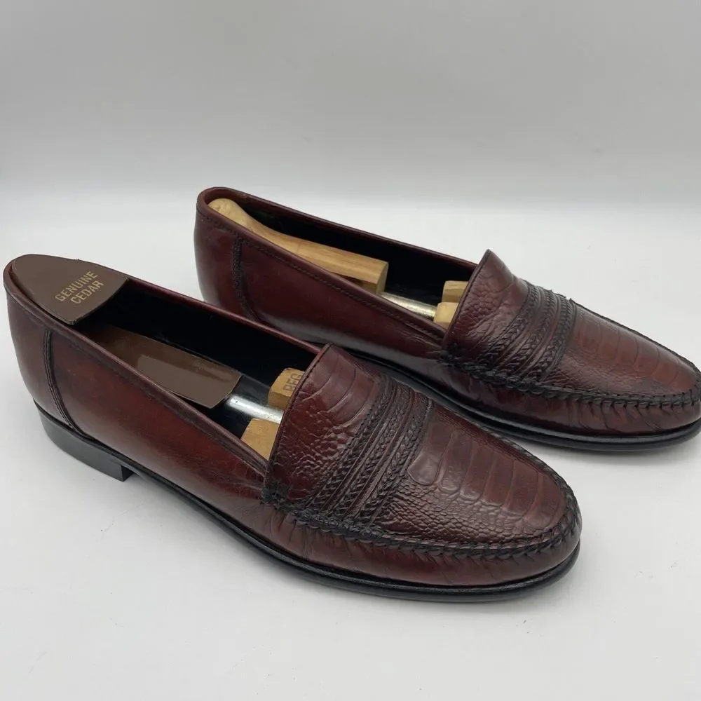 NWOB STUART McGUIRE Burgundy Croc Print  Braided Loafers Sz 9.5 New Without‎ Box